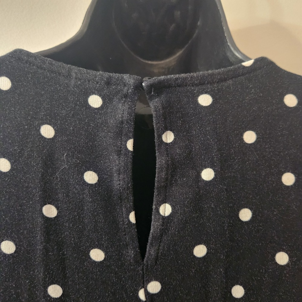 Old Navy Dress Woman's Size Large Black White Polkadot Long Sleeve Tunic - Picture 7 of 7